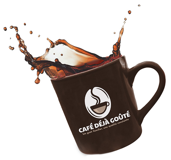 Cafe Deja Goute logo on a cup of coffee